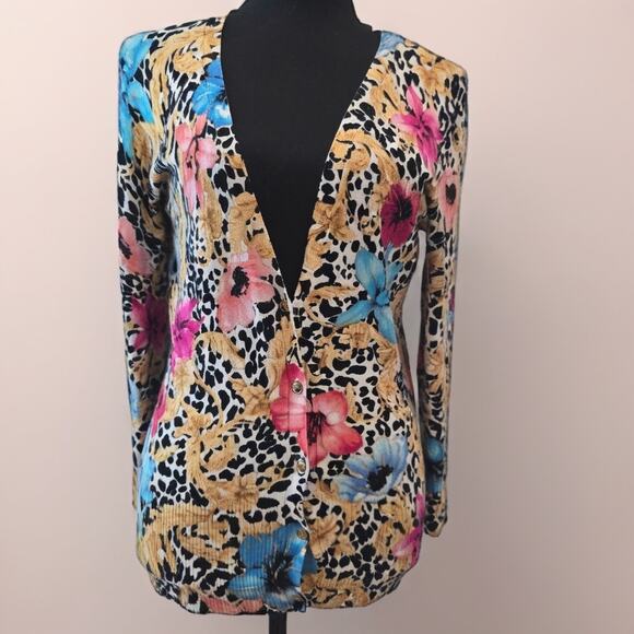 Cache Floral and Gold Cardigan - Picture 1 of 8